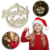 dekoracja na boze narodzenie drewniana zawieszka wesolych swiat decoupage bombka 83x82 mm