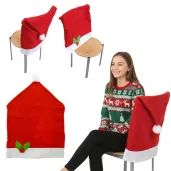 dekoracja na boze narodzenie swieta pokrowiec na krzeslo czapka swietego mikolaja 49x72 cm