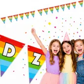 dekoracja na dzien dziecka baner flagi teczowa girlanda diy 4 m