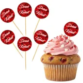 dekoracja na dzien kobiet 8 marca pikery na muffinki roze czerwone do pracy klasy 6 szt