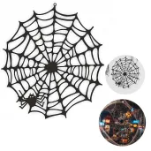 dekoracja na halloween andrzejki papierowa zawieszka pajeczyna do powieszenia czarna 20 cm