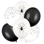 dekoracja na halloween balony pajaki czarne biale transparentne do girlandy 12 6 szt