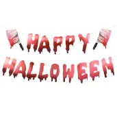 dekoracja na halloween baner girlanda papierowa do powieszenia happy halloween krwawe tasaki