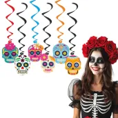 dekoracja na halloween dia de los murtos swiderki wiszace czaszki swieto zmarlych meksyk x6