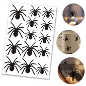 dekoracja na halloween naklejki foliowe pajaki czarne ozdoba 14 szt