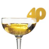 dekoracja na kieliszki urodziny 40 zlota 10 szt