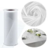 dekoracja na komunie wesele slub chrzest tiul gladki bialy na stol do kwiatow 0 15 x 9 m