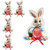 dekoracja na lizaka krolik i pisanki prezent na wielkanoc upominek na zajaca 5 szt