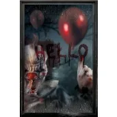 dekoracja na okno straszny klaun hello guirca 120 x 80 cm