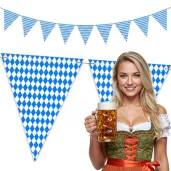 dekoracja na oktoberfest baner papierowy flaga bawarska girlanda ozdoba krata 3 6 m
