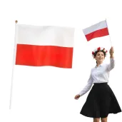 dekoracja na swieto niepodleglosci marsz mecz polska flaga narodowa z patyczkiem bialo czerwona