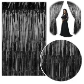 dekoracja na sylwestra nowy rok kurtyna na drzwi classic czarna 250x90 cm