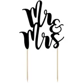 dekoracja na tort papierowa mr mrs partydeco 25 5 cm