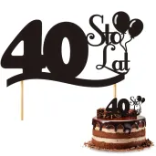 dekoracja na tort topper 40 urodziny czarny 17 cm