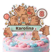 dekoracja na urodziny topper na tort kapibary personalizacja imie wiek pikery na babeczki