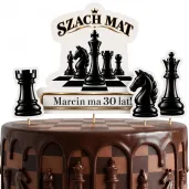 dekoracja na urodziny topper na tort szachy szach mat personalizacja ozdoba tortowa