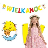dekoracja na wielkanoc zajaca girlana papierowa baner wielkanocna radosc kurczak 2 m