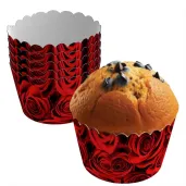 dekoracja papilotki oslonki na maffinki babeczki czerwone roze 6 szt