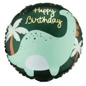 dekoracja prezent na urodziny balon foliowy dinozaur brontozaur happy birthday 18 rnd