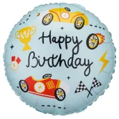 dekoracja prezent na urodziny balon foliowy samochody wyscigowe happy birthday 18 rnd