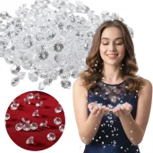 dekoracja stolu na wesele komunie diamentowe krysztalki konfetti bezbarwne 12mm 1op
