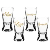 dekoracja stolu na wesele oszukane slubne kieliszki do wodki maz zona swiadek swiadkowa x4