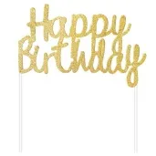 dekoracja tortu topper happy birthday zlota godan