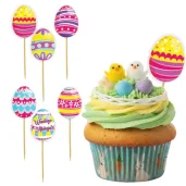 dekoracje do muffinek babeczek swieconki na wielkanoc pikery kolorowe pisanki jajka x6