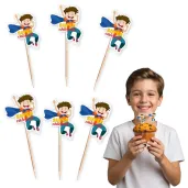 dekoracje do muffinek na dzien chlopaka pikery szpilki super chlopak w pelerynie x6