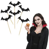 dekoracje do muffinek przekasek na halloween andrzejki pikery szpilki nietoperze czarme 6 szt