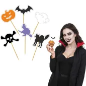 dekoracje do muffinek przekasek na halloween pikery szpilki mix ozdoby 6 szt