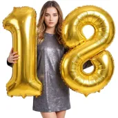dekoracje na 18 urodziny zestaw balonow liczba 18 zloty 33 dgt 2 elementy