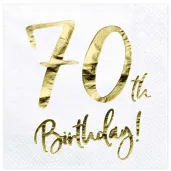 dekoracje na 70 urodziny serwetki 70th birthday partydeco biale 33 cm 20 szt