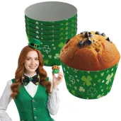 dekoracje na dzien swietego patryka oslonki na muffinki koniczynki zielone do szkoly baru x6