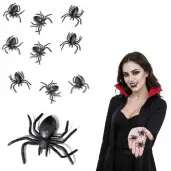 dekoracje na halloween andrzejki sztuczne pajaki czarne plastikowe ozdoba halloweenowa 3 cm x10