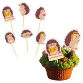 dekoracje na muffinki pikery ozdobne dzien jeza jesien do szkoly przedszkola urodziny 6 szt