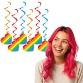 dekoracje na pride month parade rownosci swiderki wiszace teczowe serce lgbt mix 6 szt