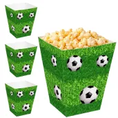 dekoracje stolu na urodziny pilkarza kibica papierowe pudelka na popcorn pilka nozna dekoracje