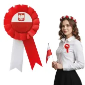 dodatek do stroju dekoracja swieto 11 listopada kotylion narodowy z godlem polska bialo czerwony