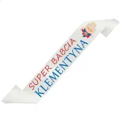 dodatek do stroju na dzien babcia prezent szarfa super babcia z imieniem biala 160 cm