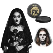 dodatek do stroju na halloween farbka do twarzy czarna make up makijaz do kostiumu 16 ml