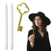 dodatki do zabawy na andrzejki zestaw do lania wosku klucz i swiece wrozby andrzejkowe