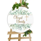 drewniana tablica powitalna chrzest swiety eukaliptus beauty dekoracja sali 39 5 cm