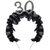 elegancka opaska na glowe na 30 urodziny dodatek do stroju czarne falbanki perly