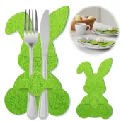 etui na sztucce wielkanocny kroliczek zielony 2 szt