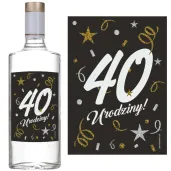 etykieta na butelke 40 urodziny glamour birthday czarny 85x120 mm 5 szt