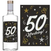 etykieta na butelke 50 urodziny glamour birthday czarny 85x120 mm 5 szt