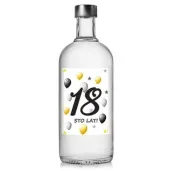 etykieta na butelke urodziny 18 white 85x120 mm 5 szt