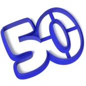 foremka liczba 50 68x88 mm niebieska