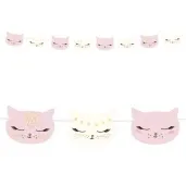 girlanda kotek rozowo biala partydeco 140 cm